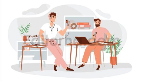 دانلود وکتور لایه باز ضبط پادکست صوتی