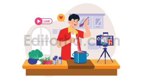 دانلود وکتور لایه باز آشپزی مرد بلاگر