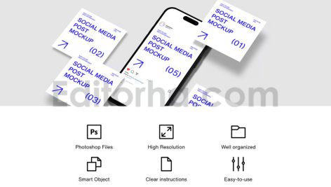 دانلود پک موکاپ پست شبکه اجتماعی Social Media Post Mockup V.05