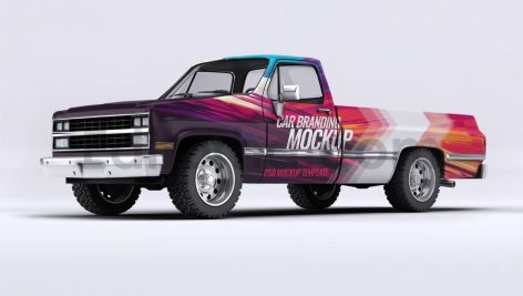 دانلود موکاپ کامیون ۴در۴ کلاسیک Classic 4×4 Truck Mockup