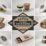 دانلود پک ۸ تایی موکاپ بسته‌بندی جعبه کاغذی غذا Paper Food Box Packaging Mockups Vol. 08