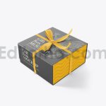 دانلود موکاپ جعبه با روبان پاپیونی Set Gift Box Mockup with Bow Mockup