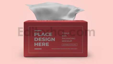 دانلود موکاپ بسته‌بندی جعبه دستمال کاغذی Tissue Box Packaging Mockup Template Set