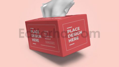 دانلود موکاپ بسته‌بندی جعبه دستمال کاغذی Tissue Box Packaging Mockup Template Set