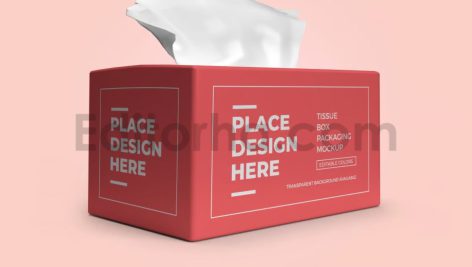 دانلود موکاپ بسته‌بندی جعبه دستمال کاغذی Tissue Box Packaging Mockup Template Set