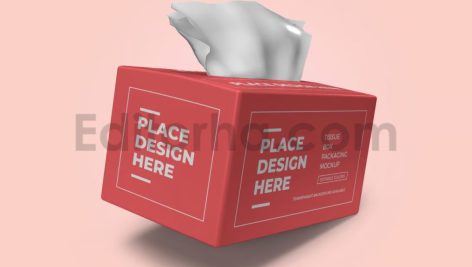 دانلود موکاپ بسته‌بندی جعبه دستمال کاغذی Tissue Box Packaging Mockup Template Set