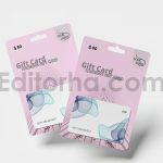 موکاپ گیفت کارت یا کارت هدیه با بسته بندی در نماهای مختلف