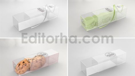 دانلود موکاپ بسته‌بندی جعبه کشویی شفاف Clear Sleeve Box Packaging Mockup