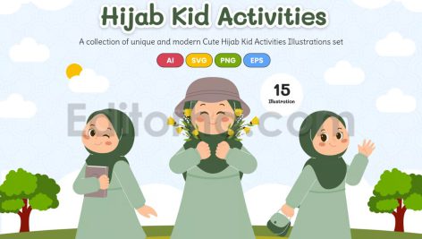 دانلود مجموعه ۱۵ عددی وکتور کودکان باحجاب