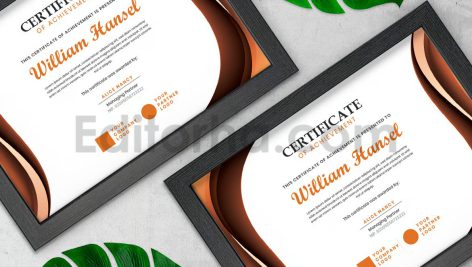 دانلود فایل لایه باز سرتیفیکیت قهوه‌ای Brown Gradation Certificate