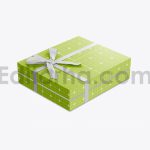 دانلود موکاپ جعبه کادوی روبان دار Gift Box Mockup with Bow Mockup