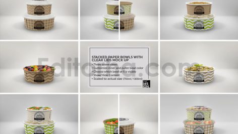 دانلود پک ۸ تایی موکاپ بسته‌بندی جعبه کاغذی غذا Paper Food Box Packaging Mockups Vol. 08