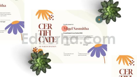 دانلود فایل لایه باز سرتیفیکیت با تم گل Flower Garden – Certificate