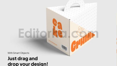 دانلود موکاپ جعبه کیک اسلایسی Cake Box Mockup