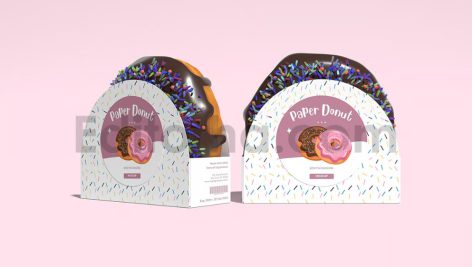 دانلود موکاپ جعبه مقوایی دونات Paper Donut Box Mockup