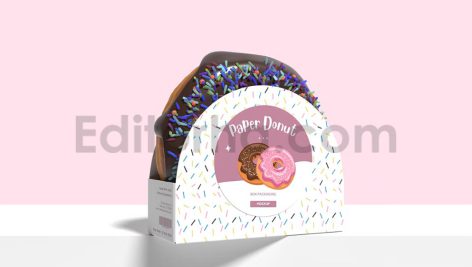 دانلود موکاپ جعبه مقوایی دونات Paper Donut Box Mockup