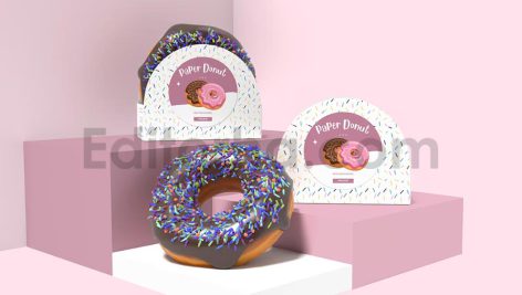دانلود موکاپ جعبه مقوایی دونات Paper Donut Box Mockup