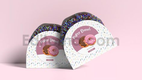 دانلود موکاپ جعبه مقوایی دونات Paper Donut Box Mockup