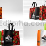 دانلود مجموعه ۳ عددی موکاپ کیسه خرید اِکو بَگ Short Handle Eco Shopping Bag Branding Mockup