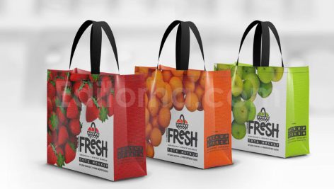 دانلود مجموعه ۳ عددی موکاپ کیسه خرید اِکو بَگ Short Handle Eco Shopping Bag Branding Mockup
