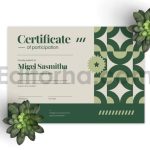 دانلود فایل لایه باز سرتیفیکیت با طرح هندسی و تم سبز