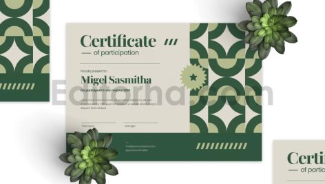 دانلود فایل لایه باز سرتیفیکیت با طرح هندسی و تم سبز