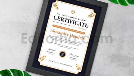 دانلود فایل لایه باز سرتیفیکیت با طرح طبیعت Nature Prophet Certificate