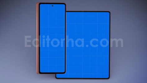 دانلود موکاپ ۵تایی گوشی هوشمند سامسونگ زد فلیپ Smartphone Samsung Z Fold 2 Mockup
