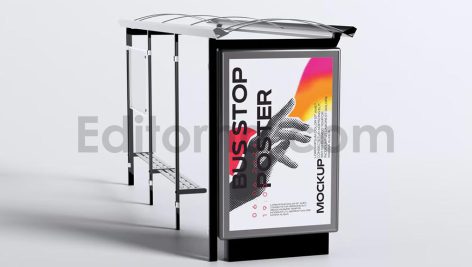 دانلود موکاپ بیلبورد در ایستگاه اتوبوس Bus Stop Poster Mockup