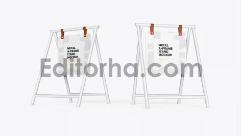 دانلود موکاپ استند دوطرفه Hanging A-Frame Sign Board Mockup