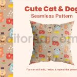 دانلود فایل لایه باز پترن سگ و گربه ناز Seamless Pattern Cute Cat & Dog