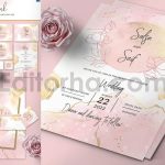دانلود فایل لایه باز کارت دعوت عروسی صورتی PinkFlower Wedding Invitation