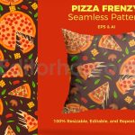 دانلود فایل لایه باز پترن طرح پیتزا بدون درز Pizza Frenzy Pattern