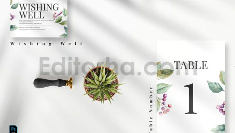 دانلود فایل لایه باز کارت دعوت عروسی گلدار Romantic Floral Invitation Set