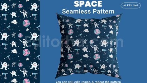 دانلود فایل لایه باز پترن طرح فضا بدون درز Seamless Pattern Space