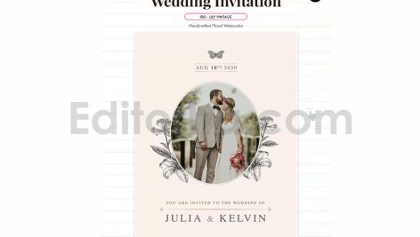 دانلود فایل لایه باز کارت دعوت عروسی سبک قدیمی با گل زنبق Wedding Invitation