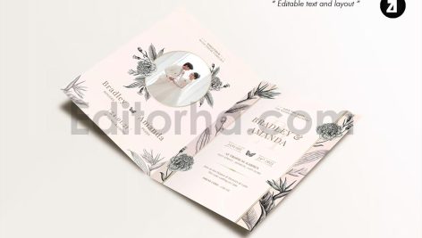 دانلود فایل لایه باز کارت دعوت عروسی سبک قدیمی Wedding Invitation
