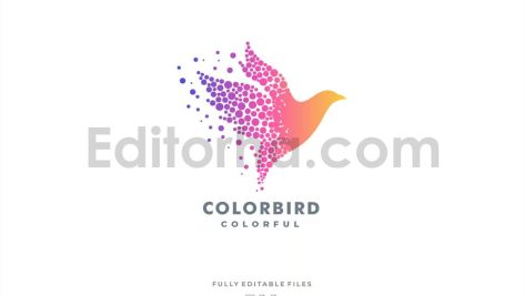دانلود فایل لایه باز لوگو انتزاعی پرنده رنگارنگ Abstract Bird Colorful Logo