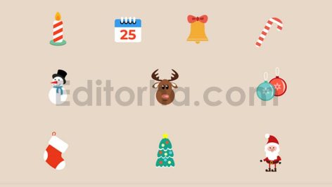 دانلود پروژه آماده افترافکت: آیکون انیمیشن کریسمس Christmas Icons