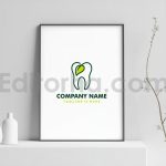دانلود فایل لایه باز لوگو دندان و طرح برگ مینیمال Dental Leaf Logo Template
