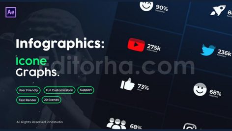 دانلود پروژه آماده افترافکت: نمودار اینفوگرافی Icon Graphs