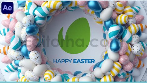 دانلود پروژه آماده افترافکت: لوگو با تخم مرغ رنگی عید Easter Day Logo