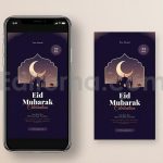 دانلود مجموعه لایه باز قالب اینستاگرام عید رمضان Eid Mubarak Flyer