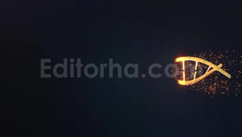 فوتیج انیمیشن سه بعدی مارپیچ دوگانه DNA با ذرات درخشان