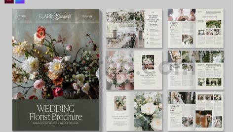 دانلود فایل لایه باز کاتالوگ دسته گل عروس Wedding Florist Brochure