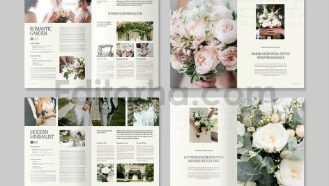 دانلود فایل لایه باز کاتالوگ دسته گل عروس Wedding Florist Brochure Template