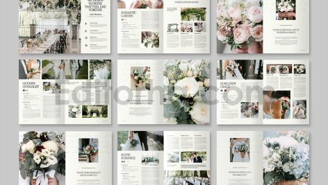 دانلود فایل لایه باز کاتالوگ دسته گل عروس Wedding Florist Brochure Template