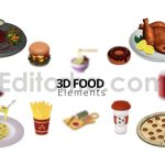 دانلود پروژه آماده افترافکت: آیکون انیمیشن غذا با موسیقی 3D Food Elements