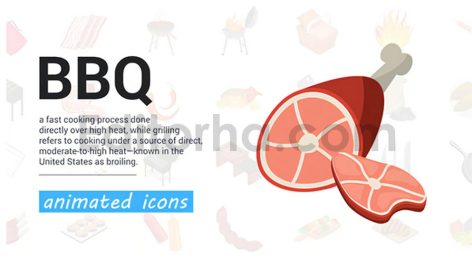 دانلود پروژه آماده افترافکت: آیکون‌ باربیکیو و کباب‌ پزی با موسیقی BBQ Icons