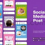 دانلود فایل لایه باز پست اینستاگرام برای کیک و شیرینی